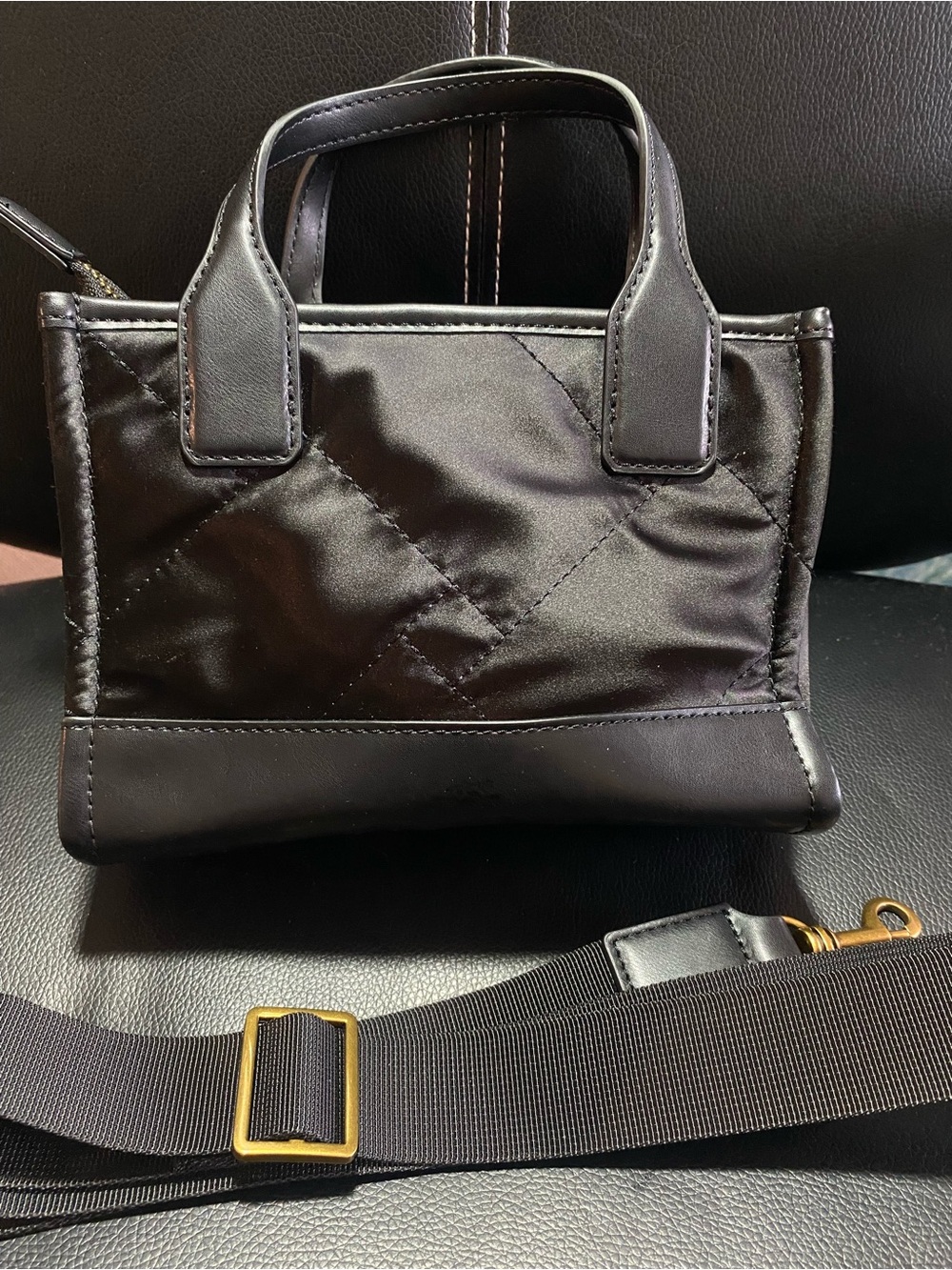 Kurt Geiger Black Mini Nylon Tote Crossbody handbag with Gold Hardware - Picture 8 of 14